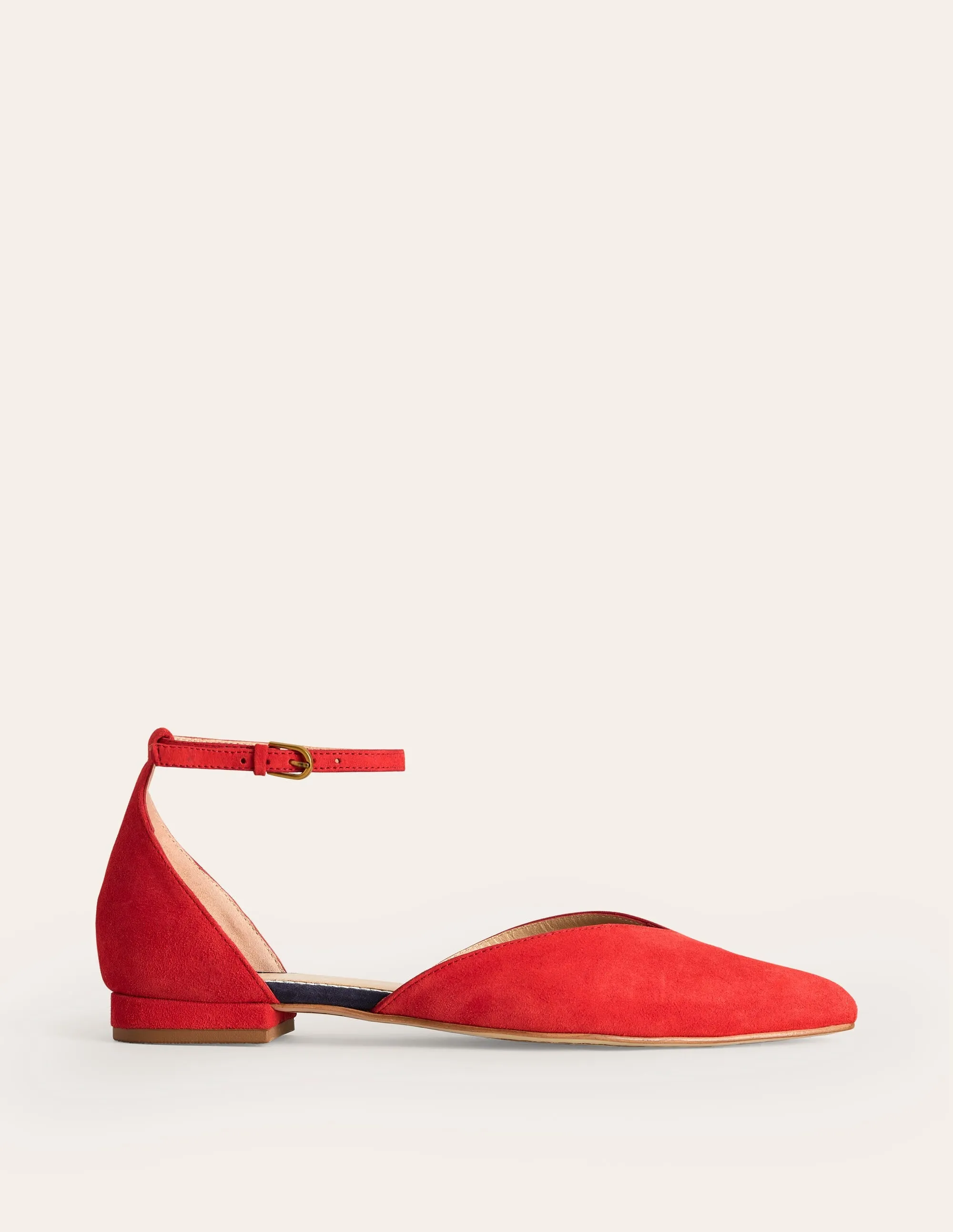 Ankle Strap Point Flats-Post Box Red Suede