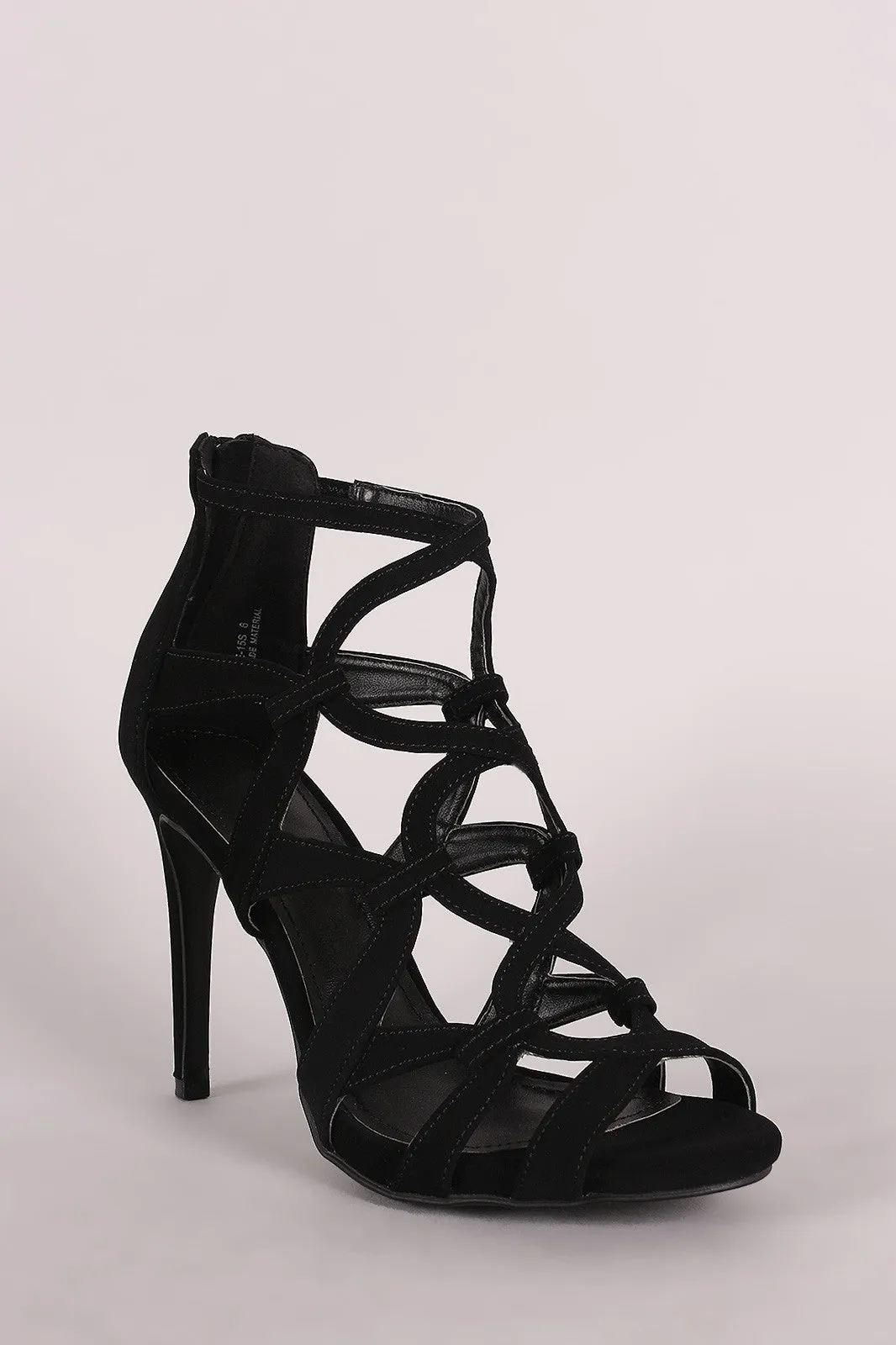 Anne Michelle Nubuck Strappy Caged Stiletto Heel