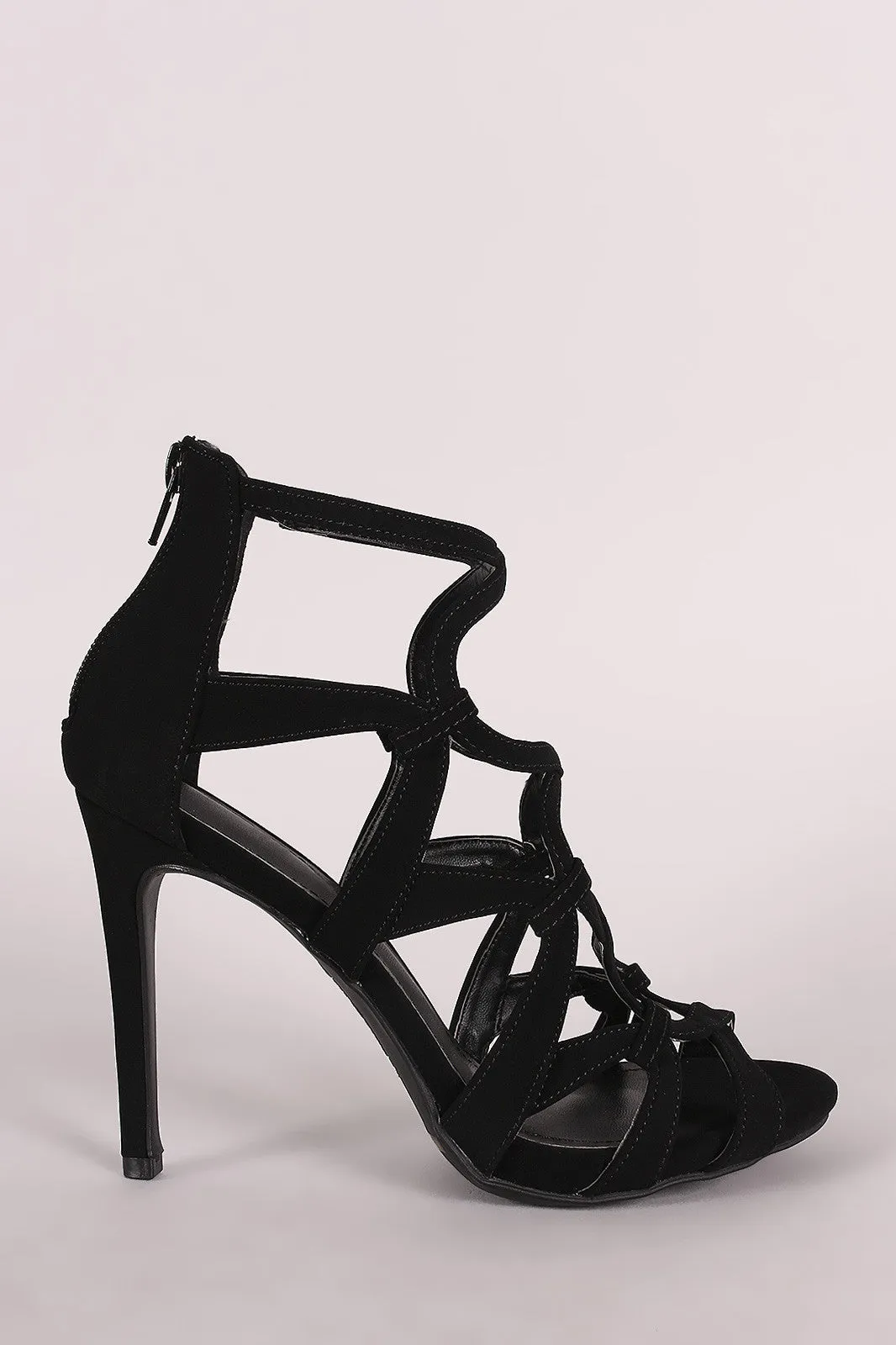 Anne Michelle Nubuck Strappy Caged Stiletto Heel