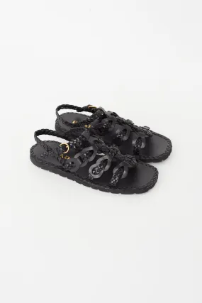 Black Braided Fisherman Sandal