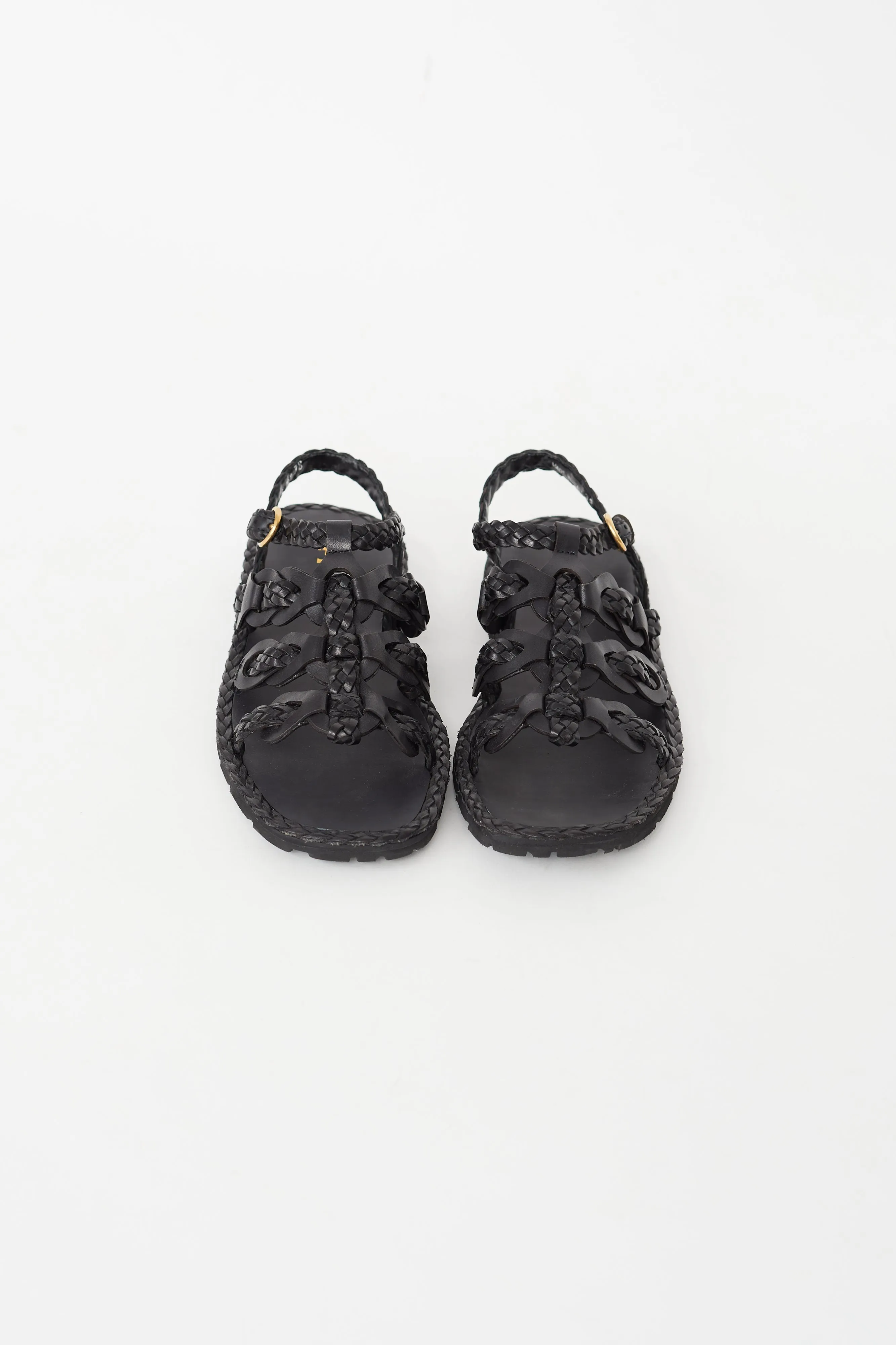 Black Braided Fisherman Sandal