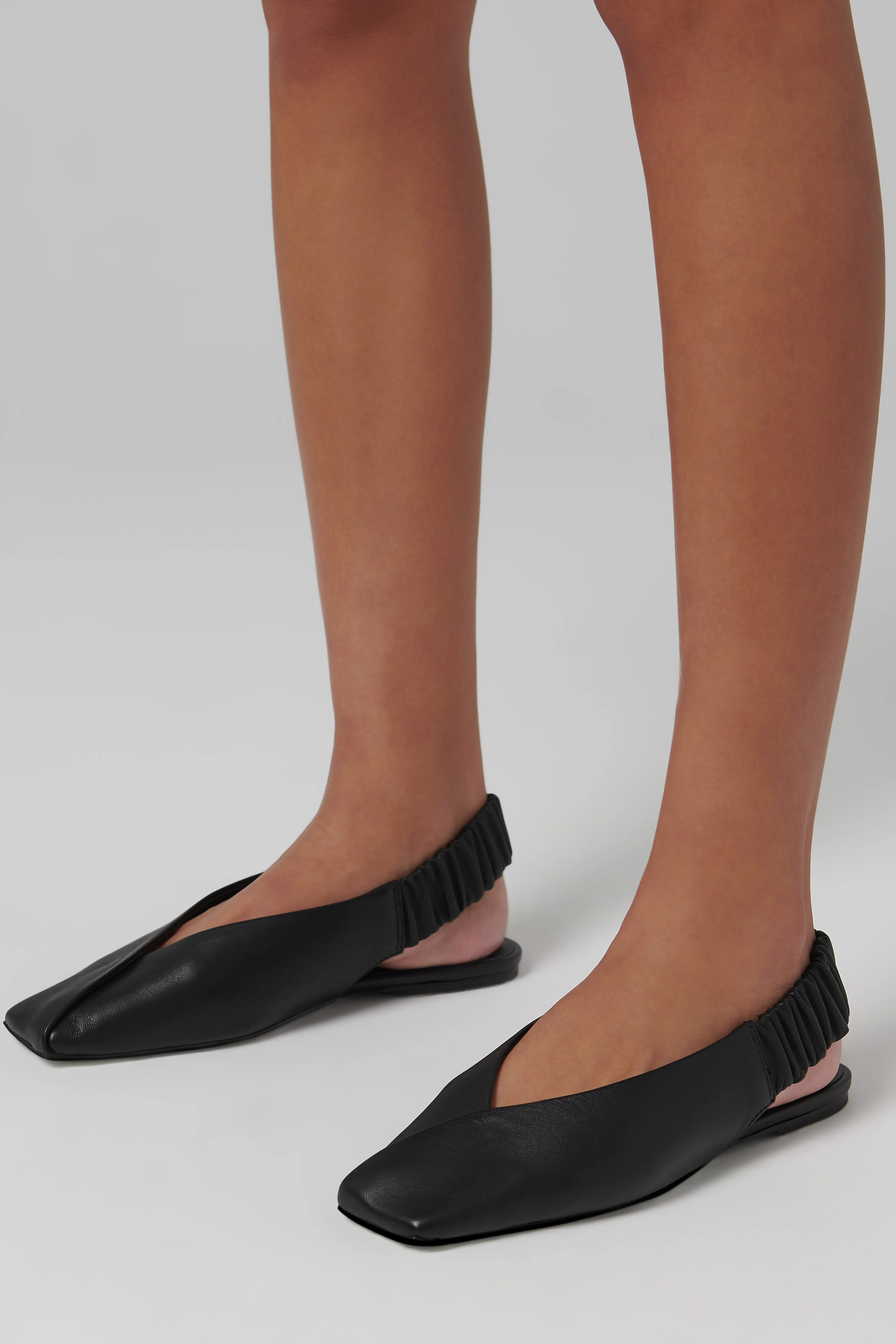 Black Envelope Sling Back Flat