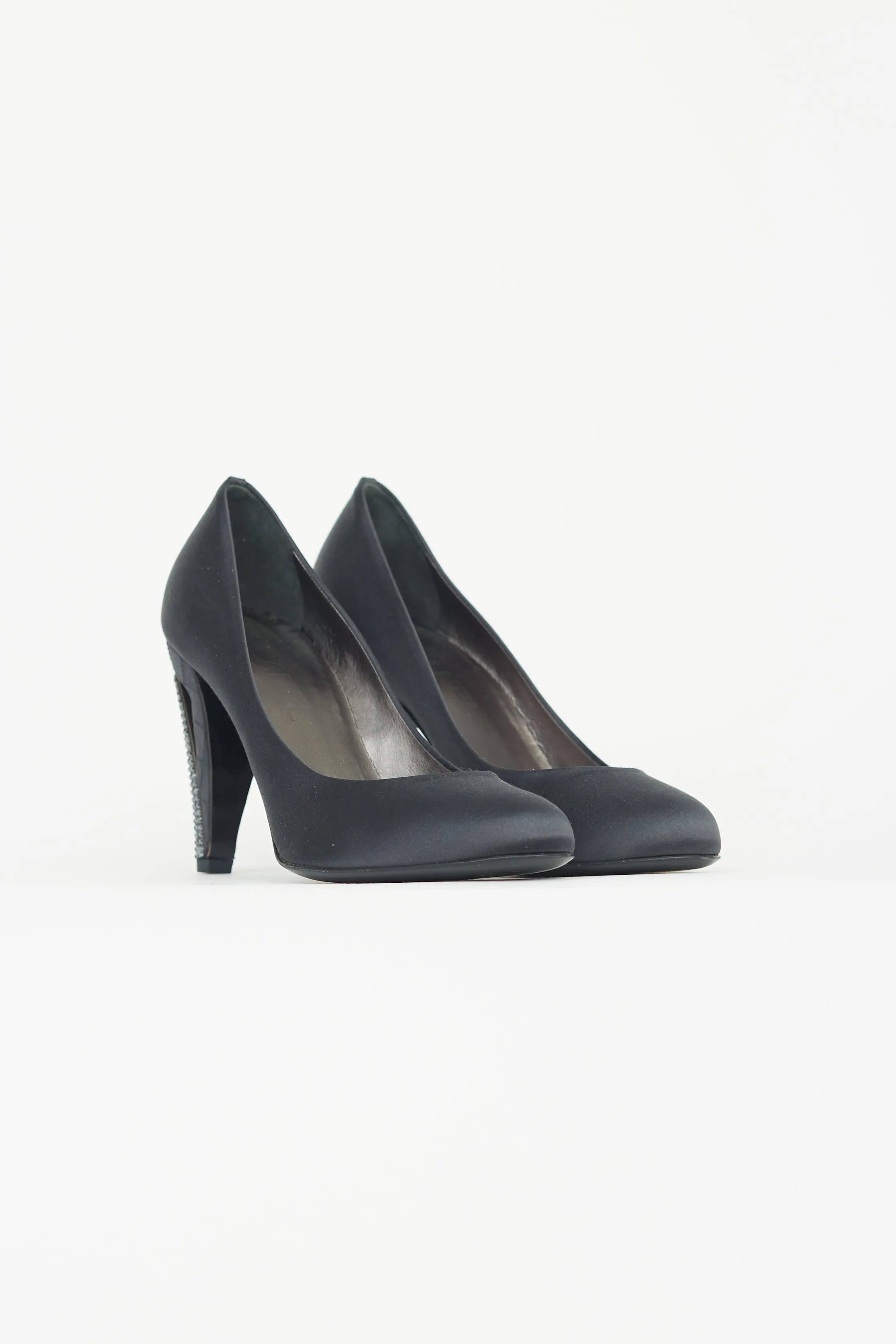 Black Satin Pump Heel