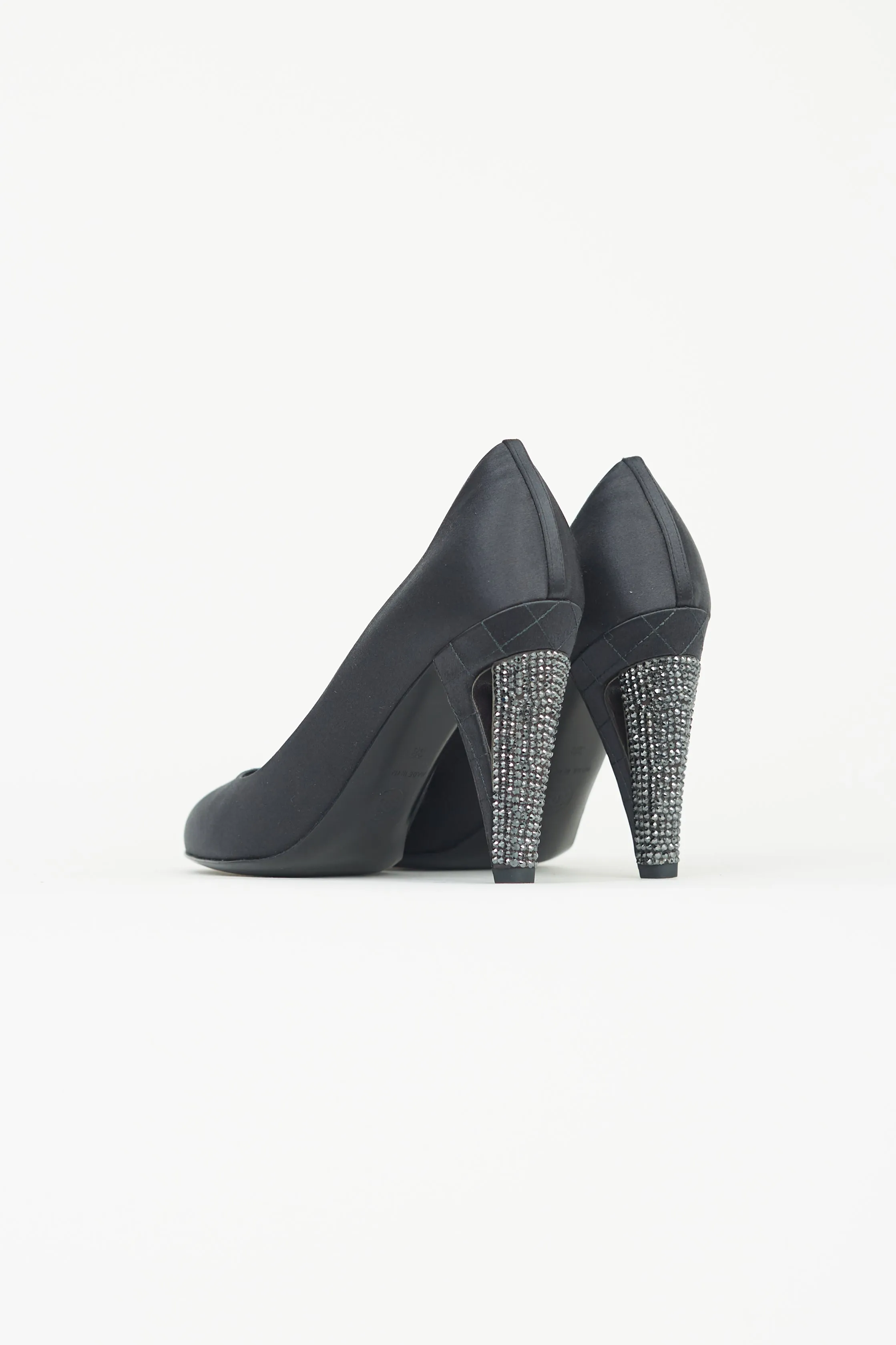 Black Satin Pump Heel