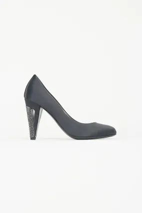 Black Satin Pump Heel