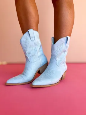 Blue Western Stitch Embroidery Boots