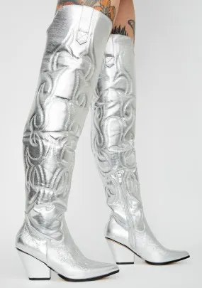 Chrome Disco Cowboy Metallic Boots