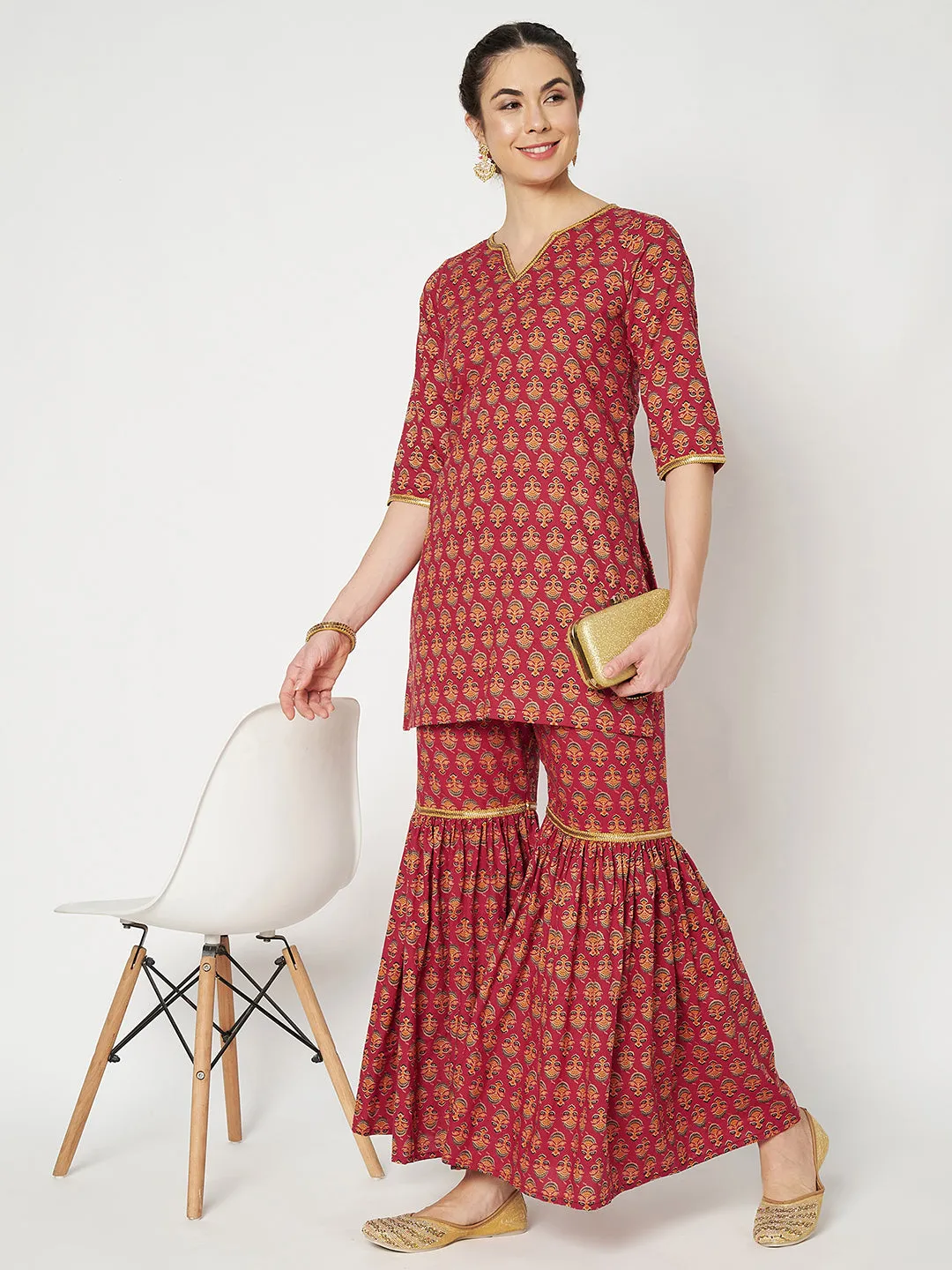 Cotton Printed Embellished Kurti