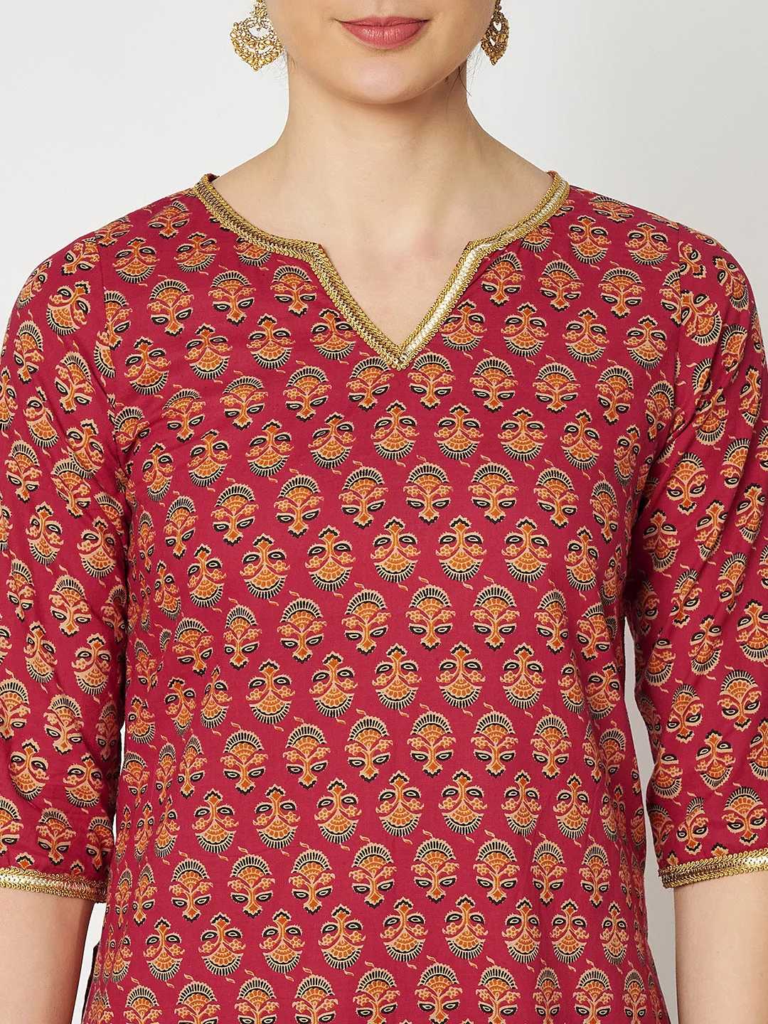 Cotton Printed Embellished Kurti