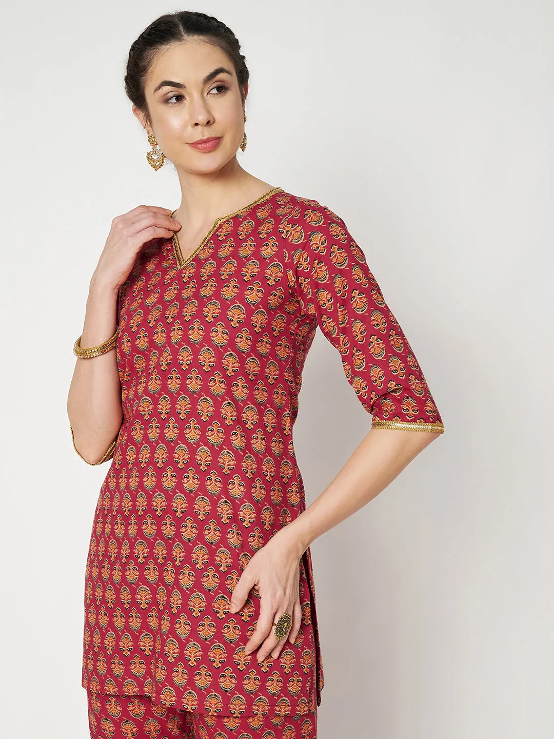 Cotton Printed Embellished Kurti