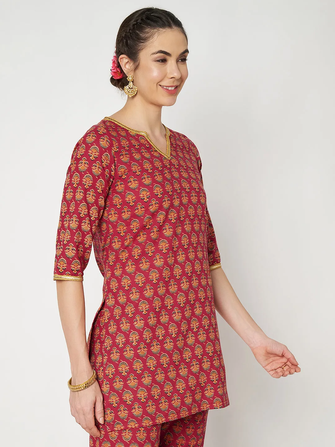 Cotton Printed Embellished Kurti