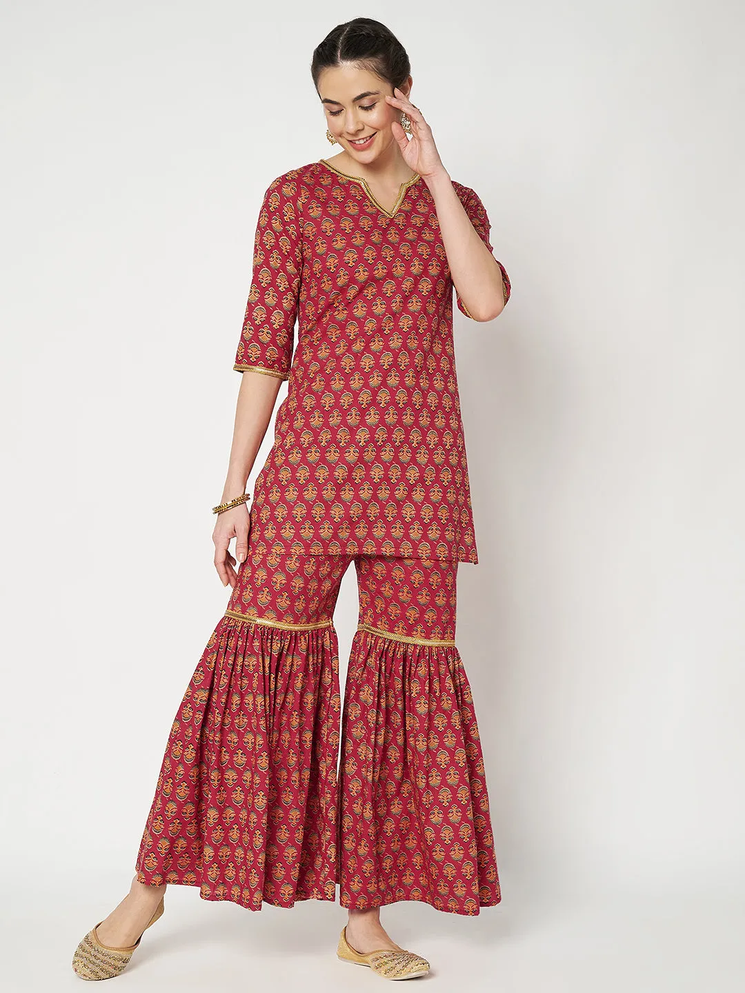 Cotton Printed Embellished Kurti