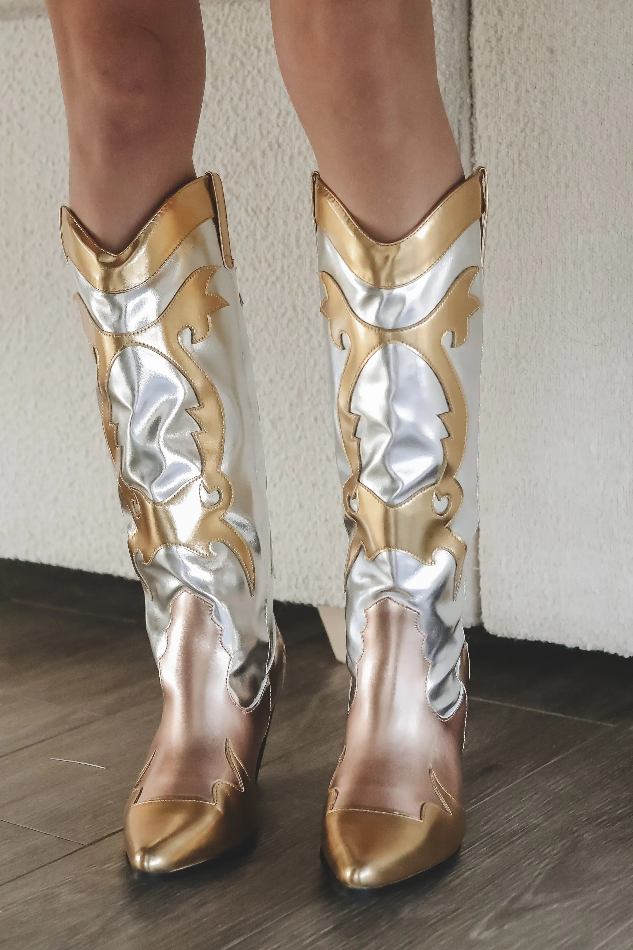 DEAL Sassy Cowgirl Gold & Silver Metallic Western Boots