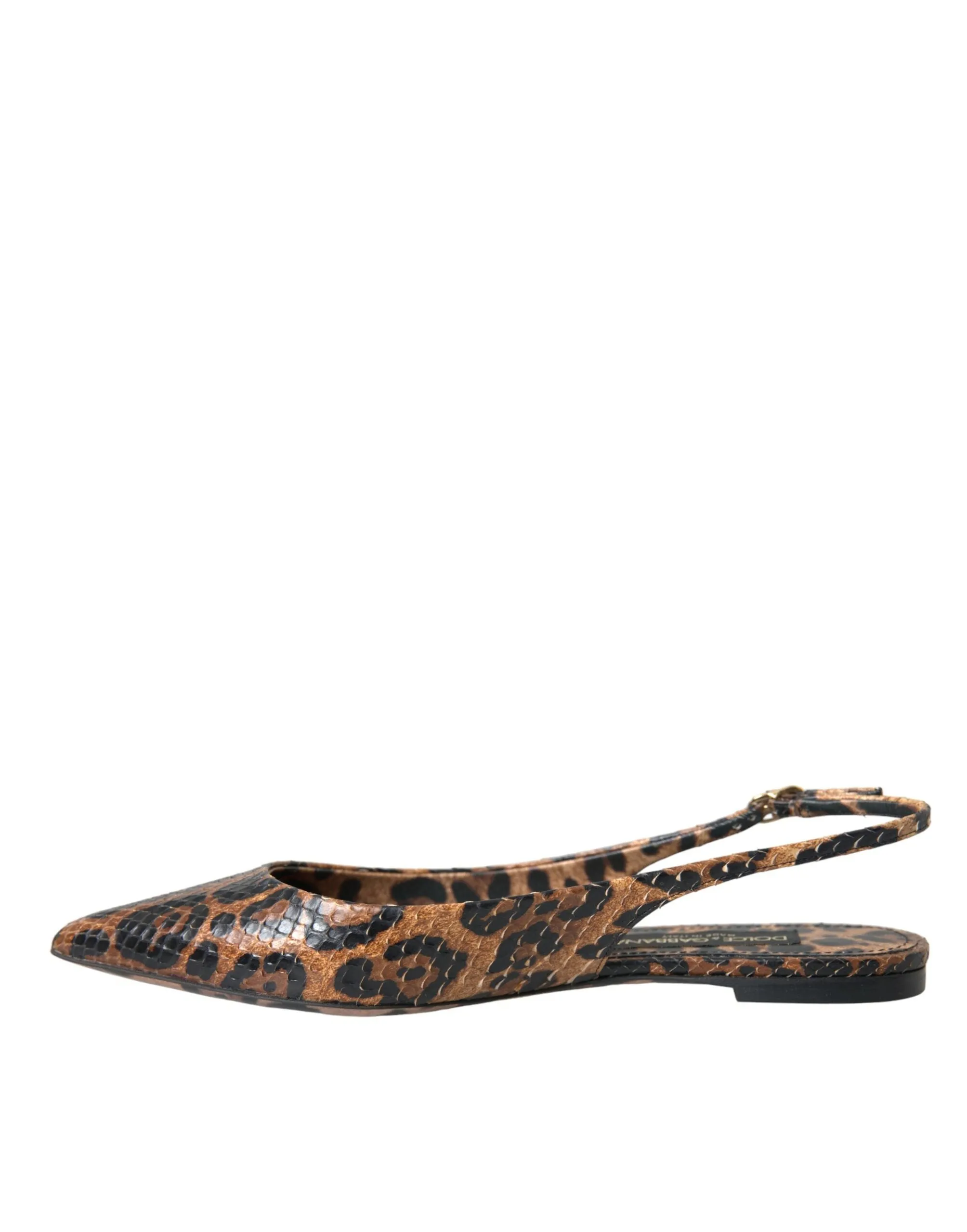 Dolce & Gabbana Brown Leopard Exotic Skin Slingback Shoes