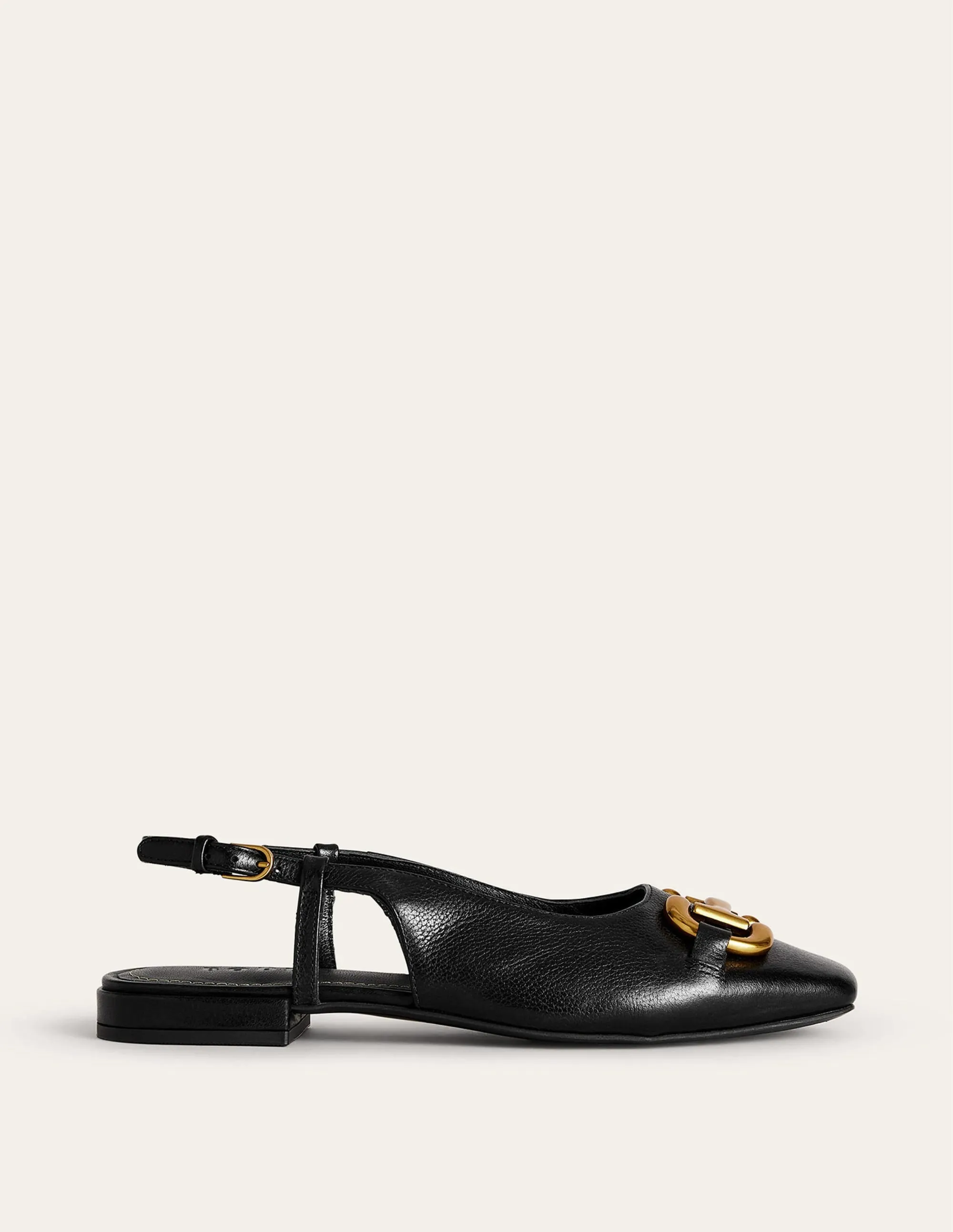 Iris Snaffle Slingback Flats-Black Leather