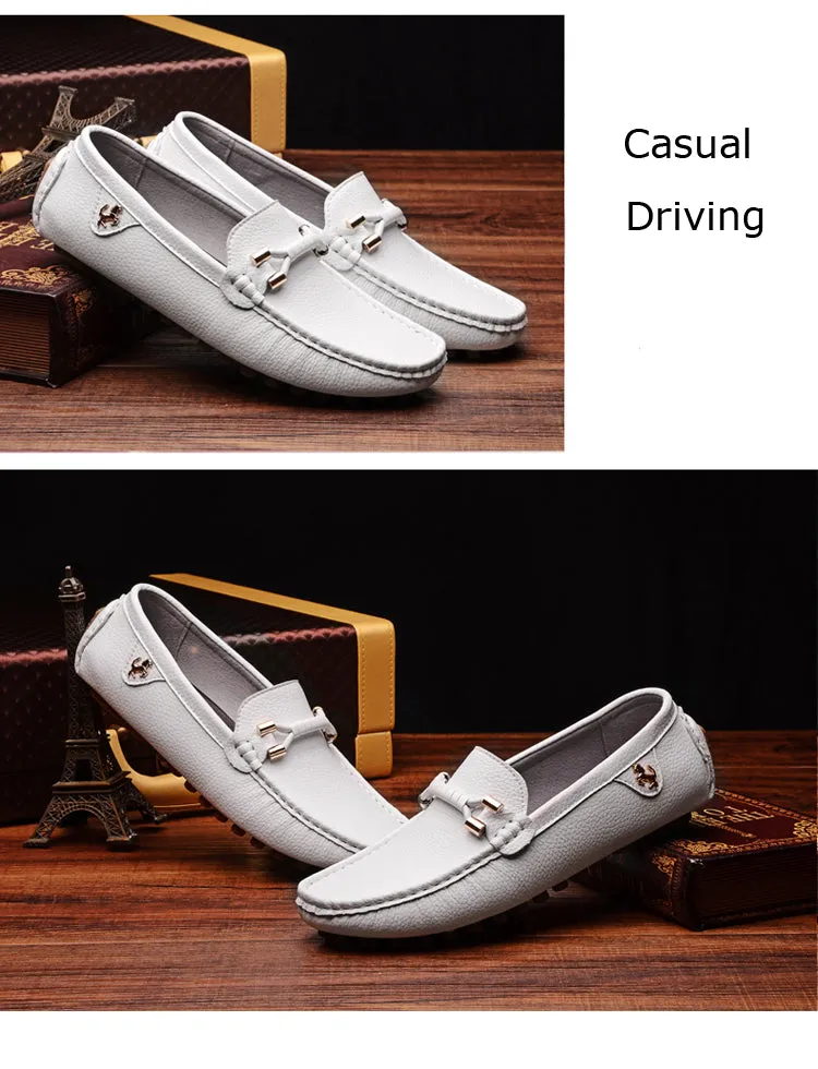 Jinquedai White Loafers for Men Size 48 Slip on Shoes Driving Flats Casual Moccasins for Men Comfy Male Loafers