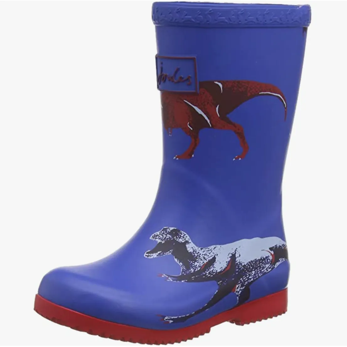 Joules Roll Up Waterproof Rain Boot Blue Dinos