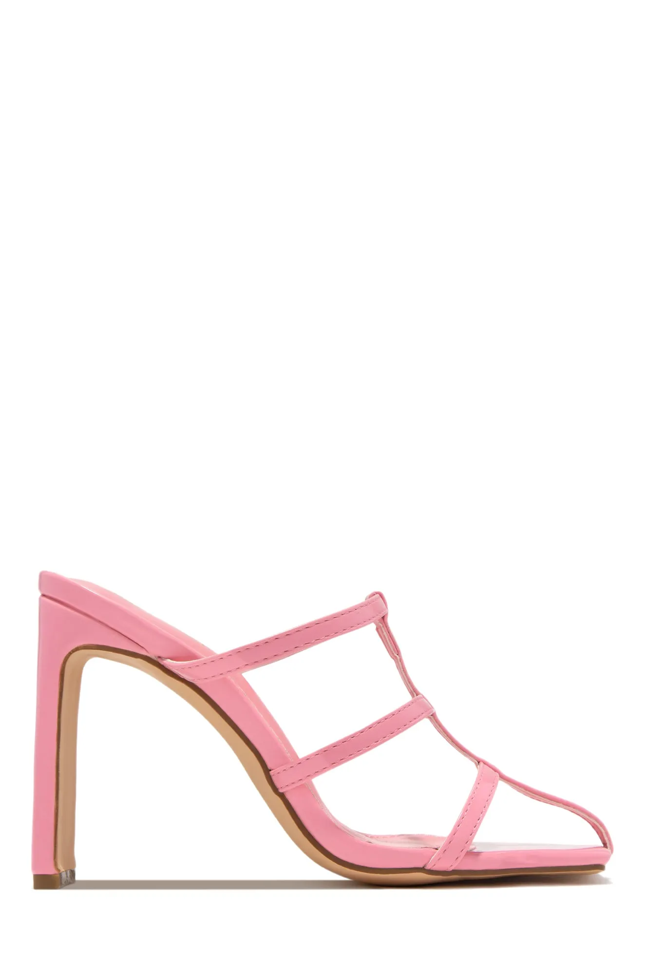 Karly Caged High Heel Mules - Pink