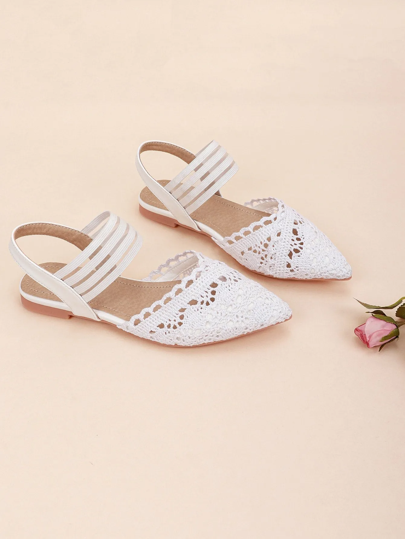 Lace Detail Slingback Flats