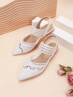 Lace Detail Slingback Flats