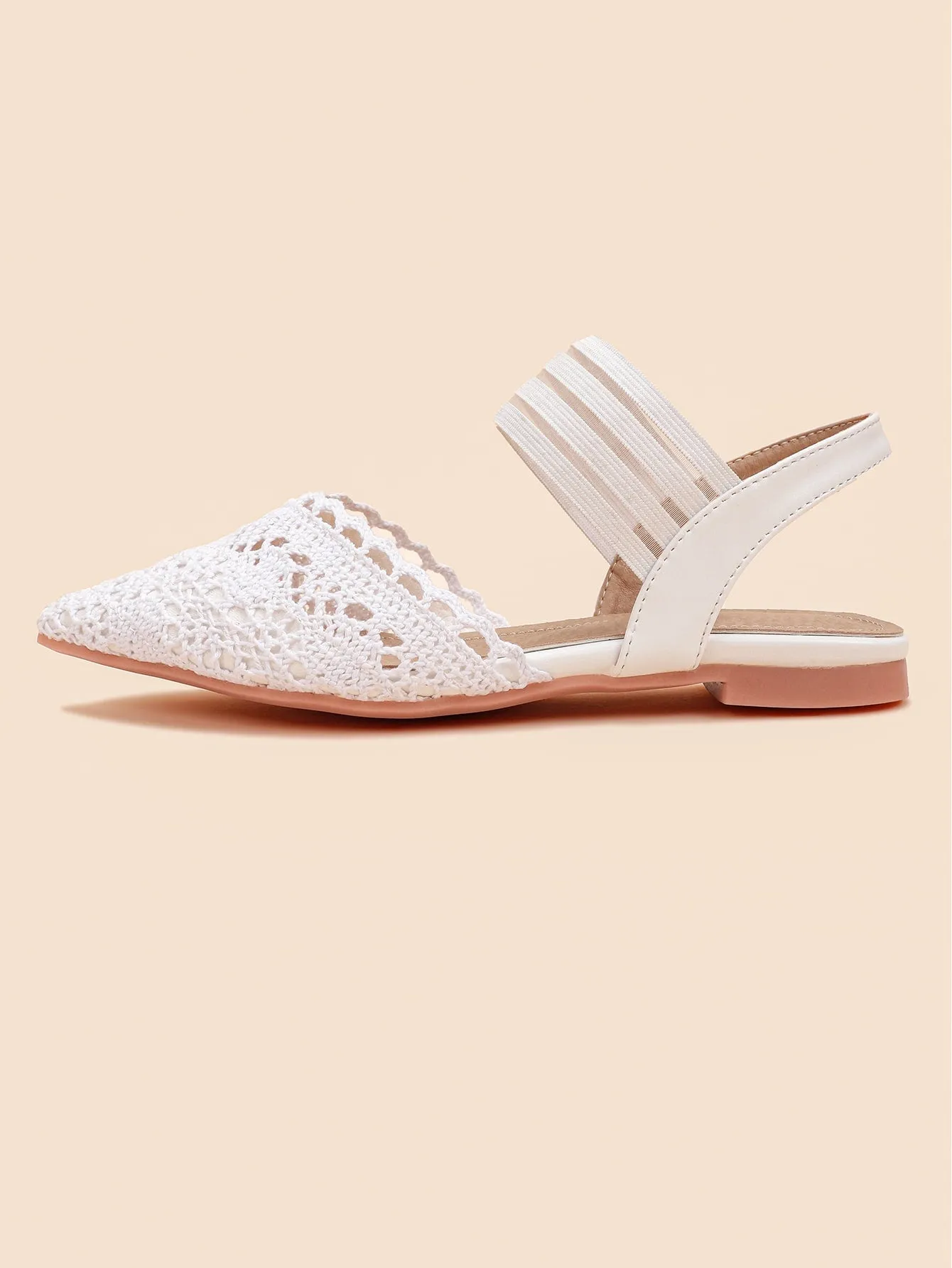 Lace Detail Slingback Flats