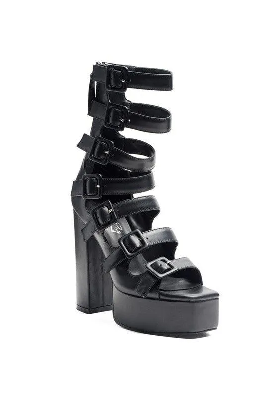 London Rag Sarouchi Caged High Heel Buckle Sandal