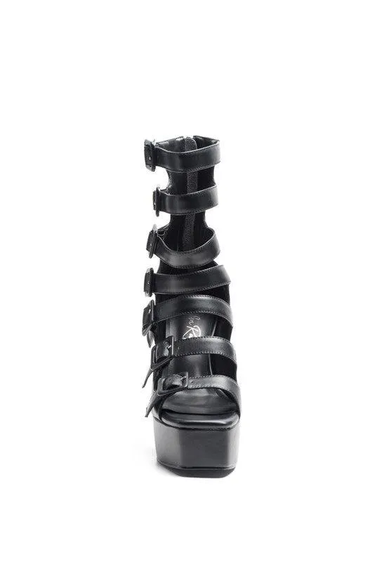 London Rag Sarouchi Caged High Heel Buckle Sandal