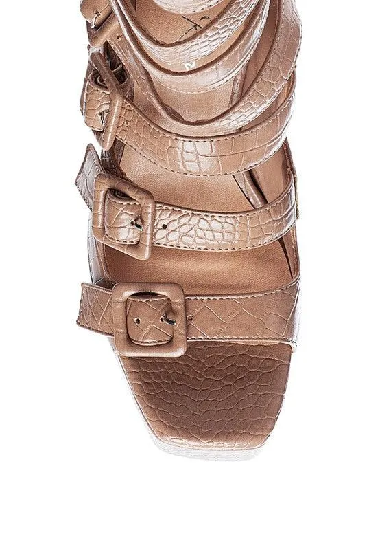 London Rag Sarouchi Caged High Heel Buckle Sandal