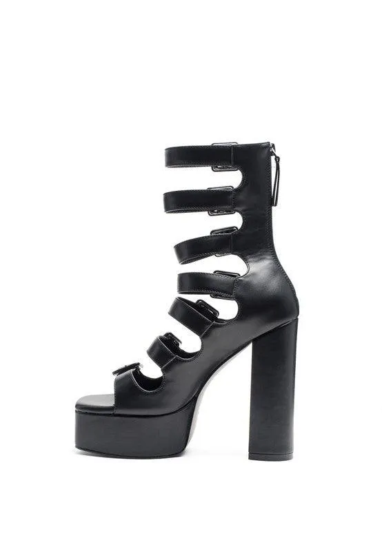 London Rag Sarouchi Caged High Heel Buckle Sandal