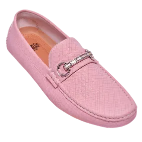 Men's Pink loafer suede leather summer shoes with buckle