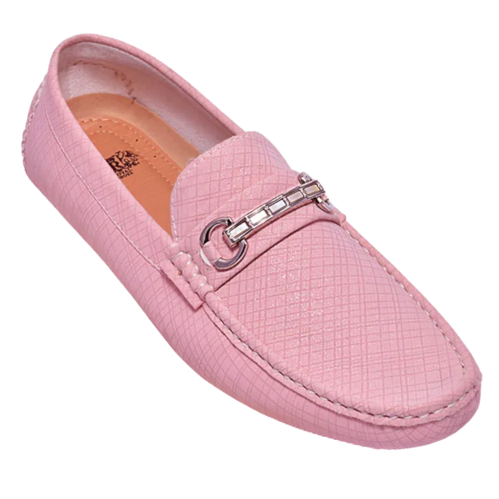 Men's Pink loafer suede leather summer shoes with buckle