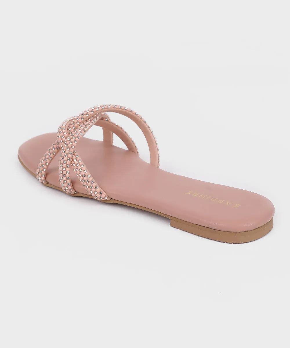 Pink Embellished Flats