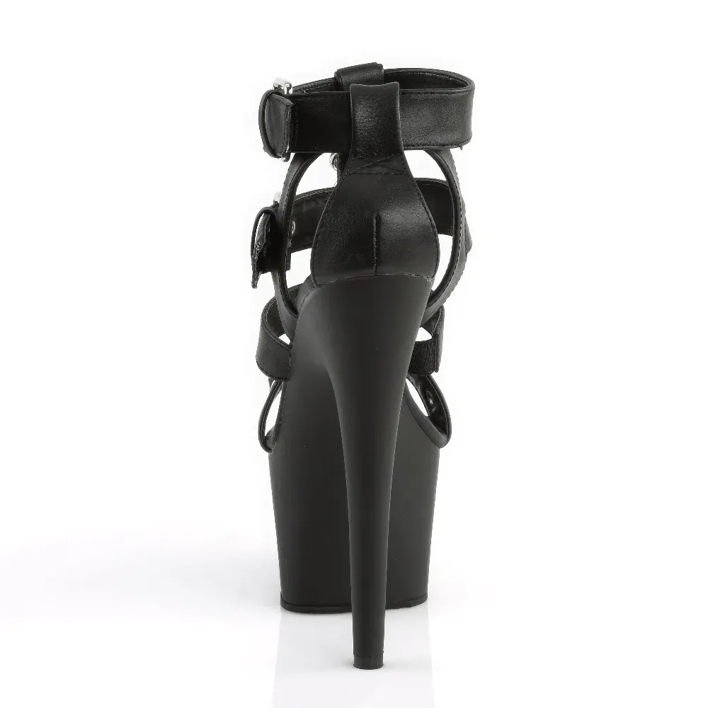 PLEASER Studded T-Strap Heels with Cone Accents