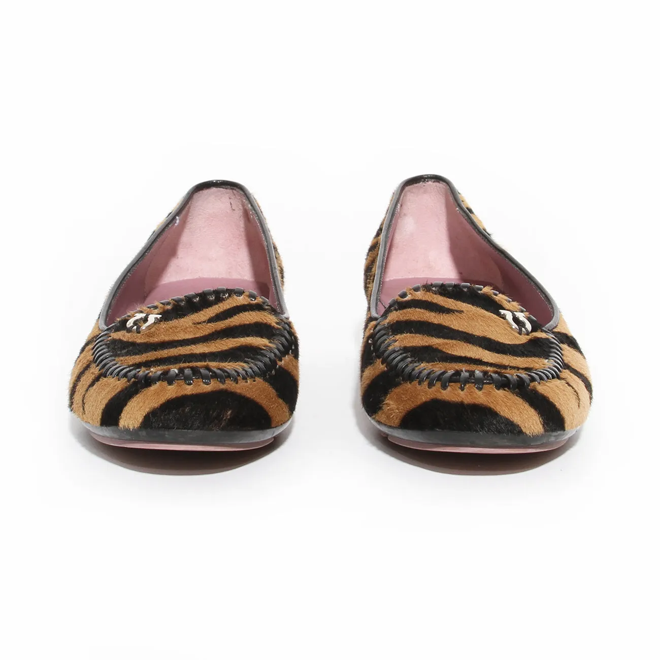 Pony Hair Tiger Print Driving Loafers