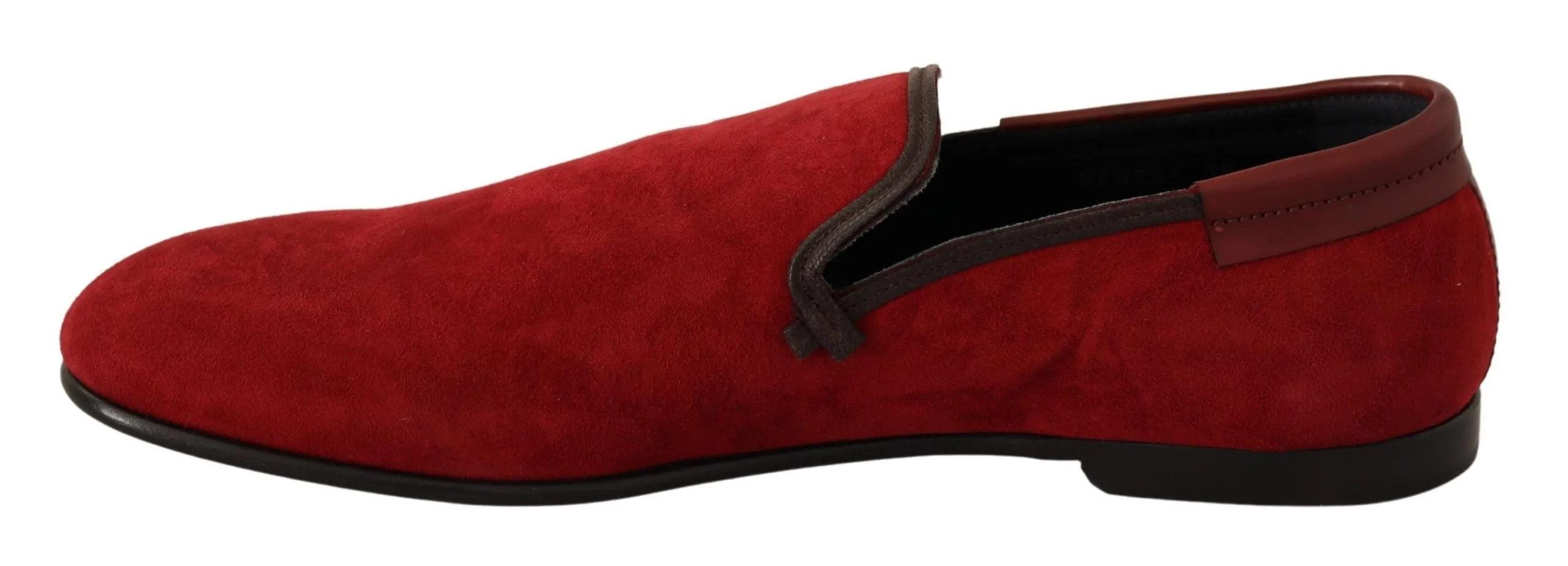 Red Suede Leather Slip On Loafers Men's Shoes