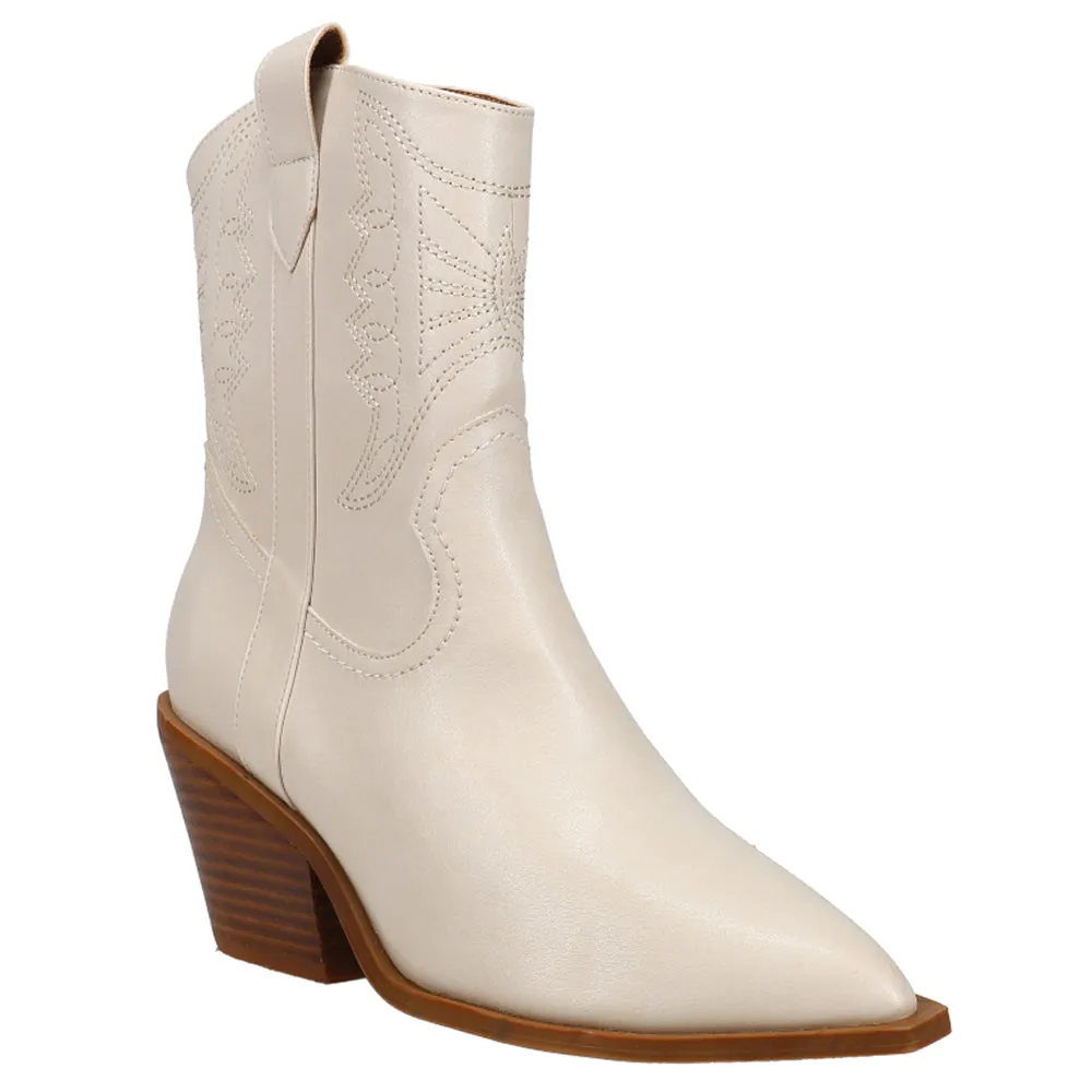 Rowdy Embossed Snip Toe Cowboy Booties