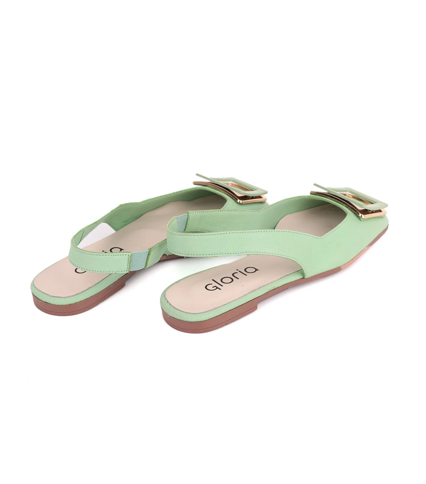 Slingback Flats Green Gage