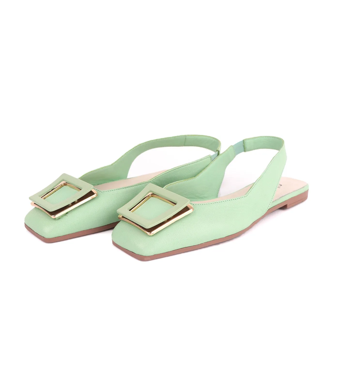 Slingback Flats Green Gage