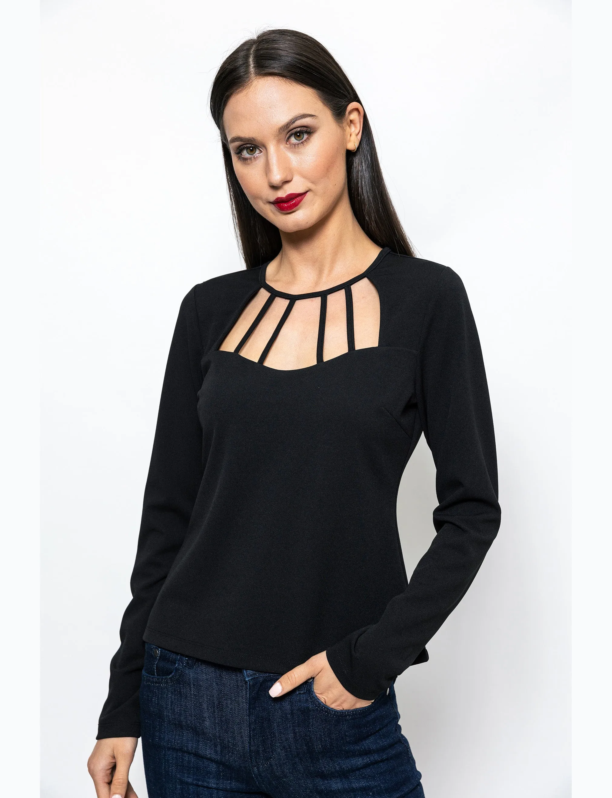 Sweet Beauty Caged Neck Molly Blouse