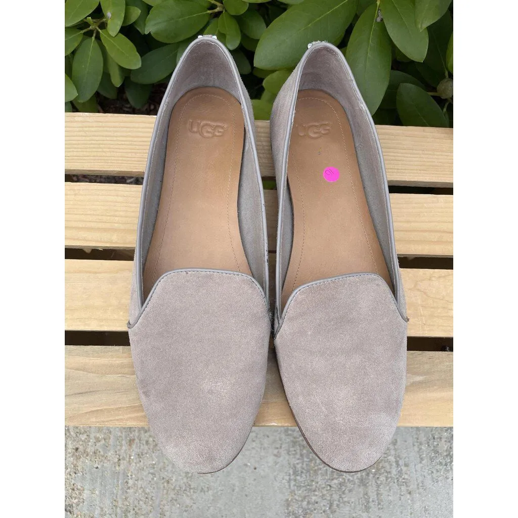 UGG Oyster Bonnie Suede Slip on Loafers - Size 10