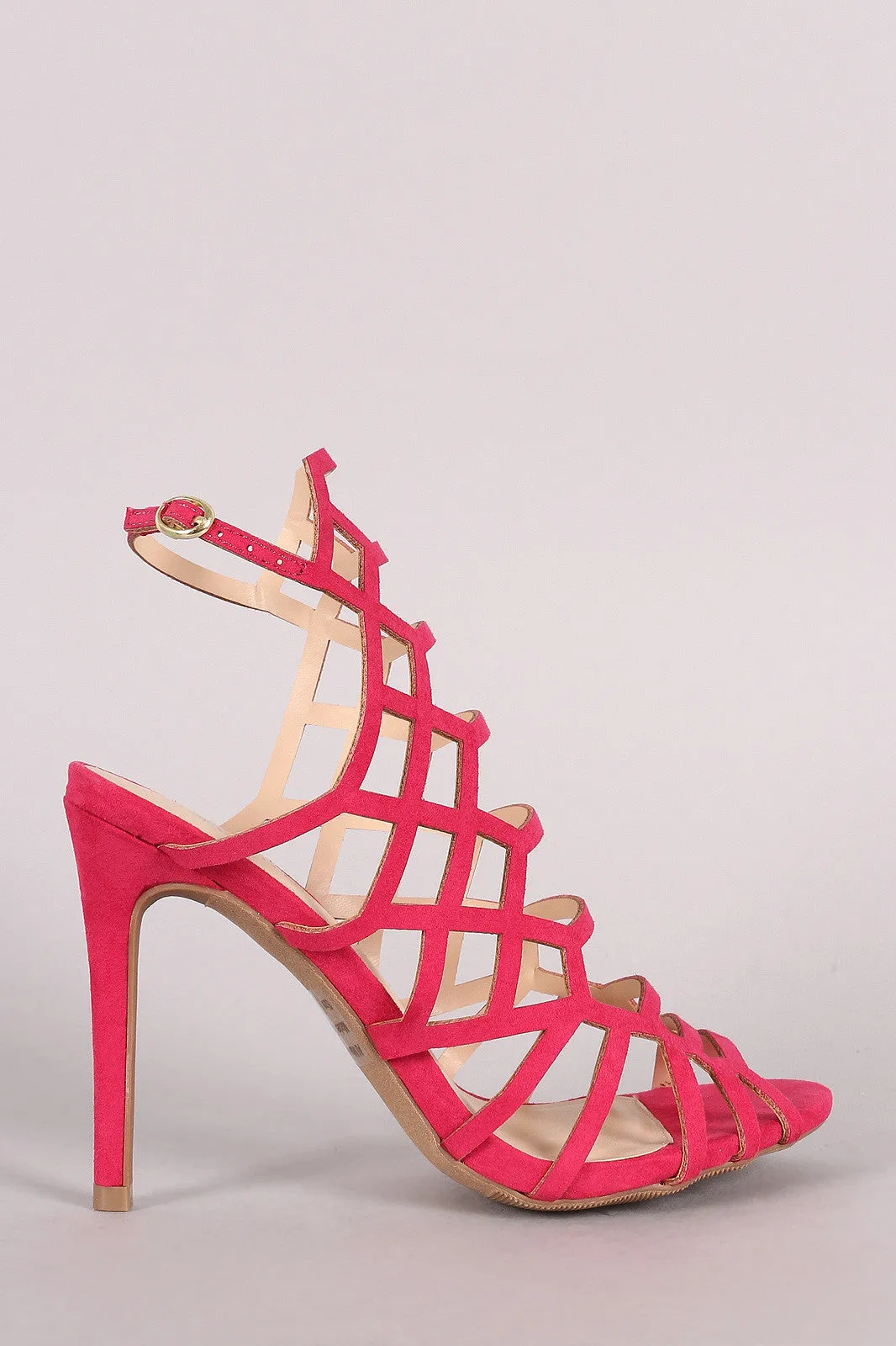 Wild Diva Lounge Caged Peep Toe Stiletto Heel