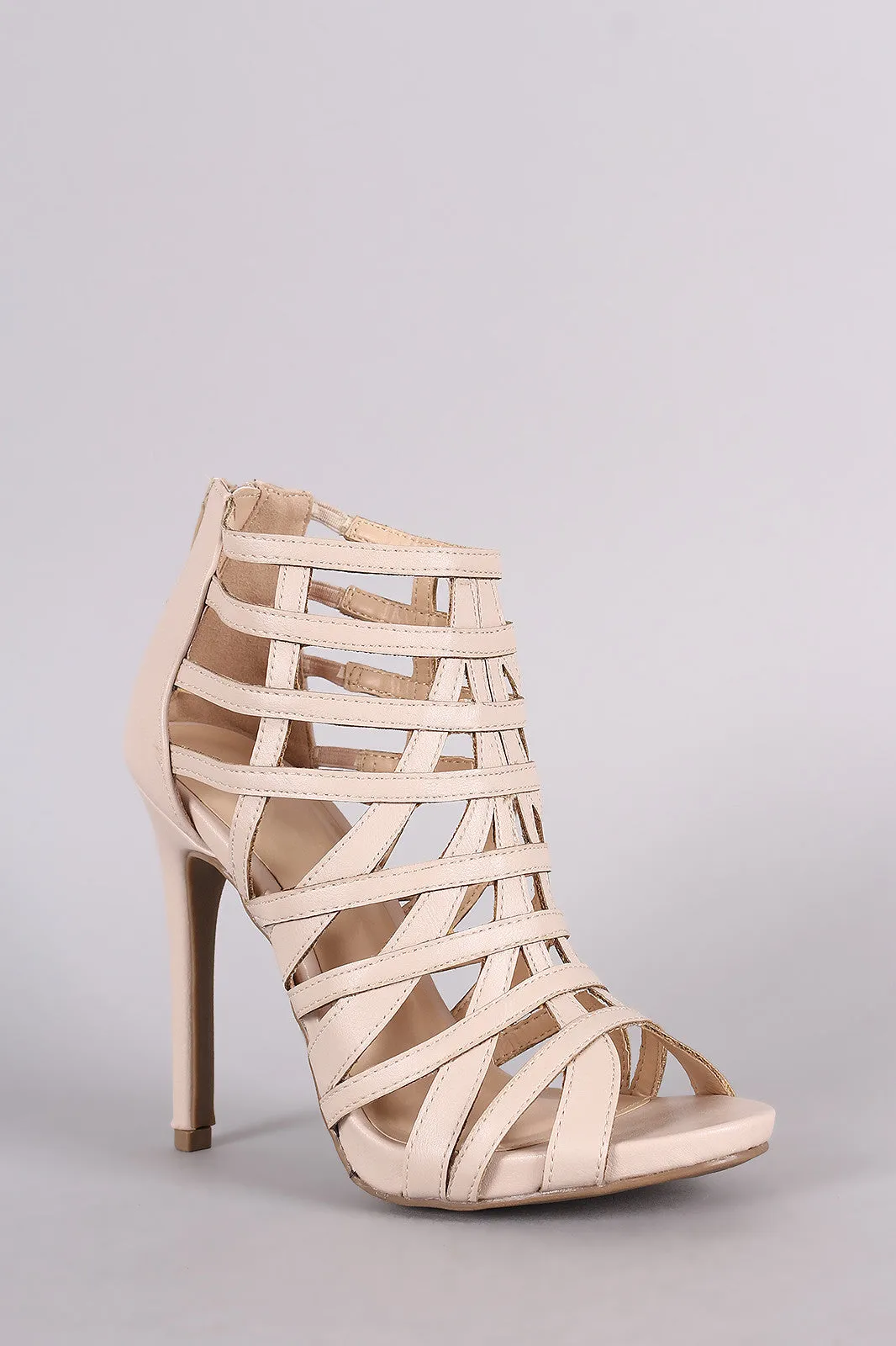 Wild Diva Lounge Strappy Caged Stiletto Heel