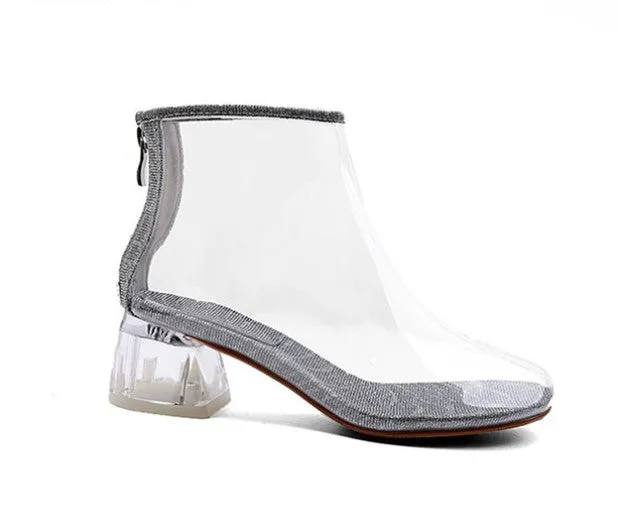 Women's Spring/Autumn PVC Transparent Rain Ankle Boots